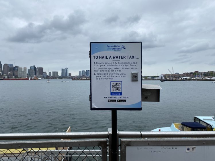 A Boston water taxi station outside the Hyatt Regency Boston Harbor