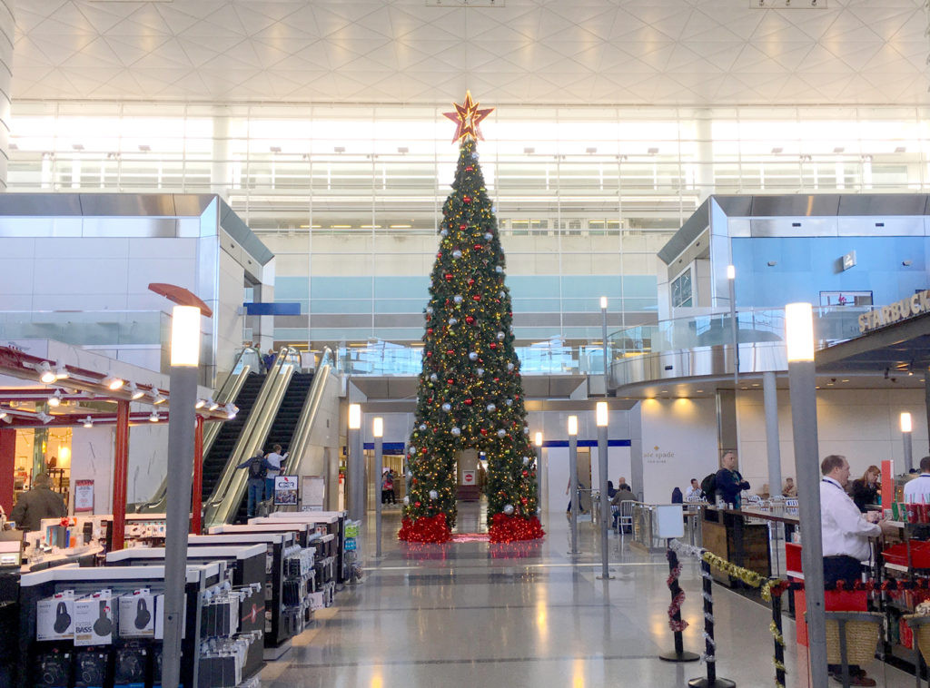 A Christmas tree at Dallas Fort Worth International Airport (DFW)