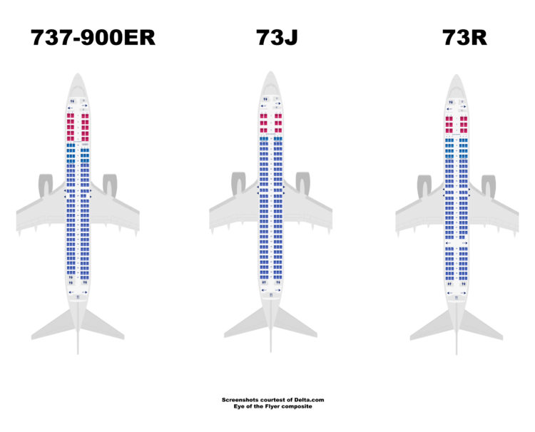 Delta 737-900ER seat maps. (Screenshots courtest of Delta.com Eye of the Flyer composite)