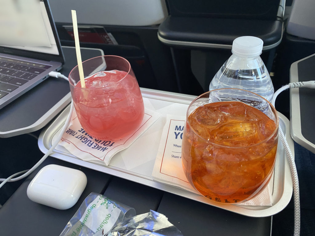 Delta Air Lines' Airbus A321neo First Class drink tray