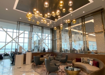 The new Delta Sky Club at Delta Air Lines' new Terminal C at LaGuardia Airport in Queens, New York (LGA).