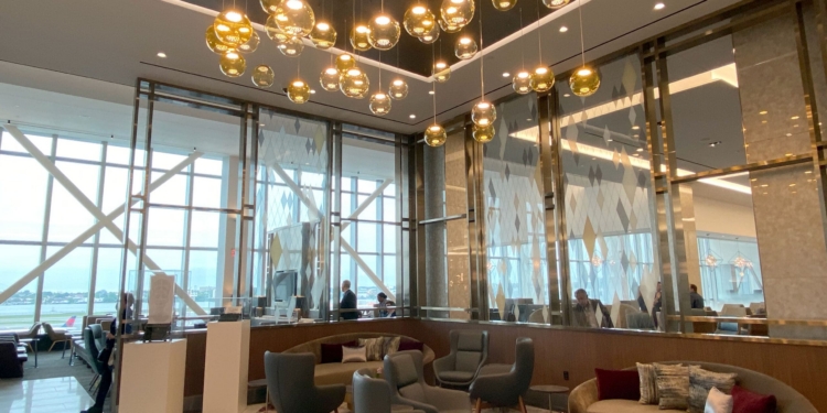 The new Delta Sky Club at Delta Air Lines' new Terminal C at LaGuardia Airport in Queens, New York (LGA).