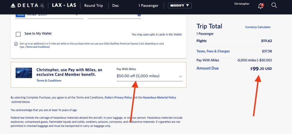 Booking a Delta Pay With Miles trip and charging it to an Amex Business Platinum card to earn back the $200 airline incidental credit.