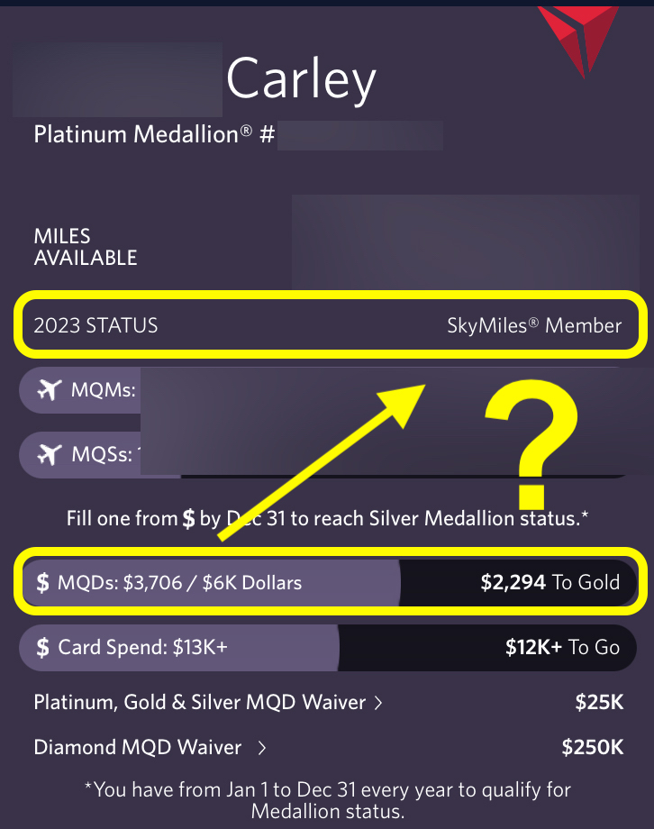 Delta Medallion status not updated in the Fly Delta app