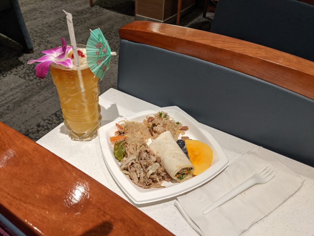 Lunch at the Delta Sky Club airport lounge in Honolulu, Hawaii.