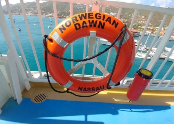 an orange life preserver on a boat