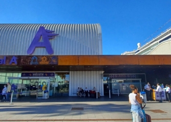 a building with a large sign on it