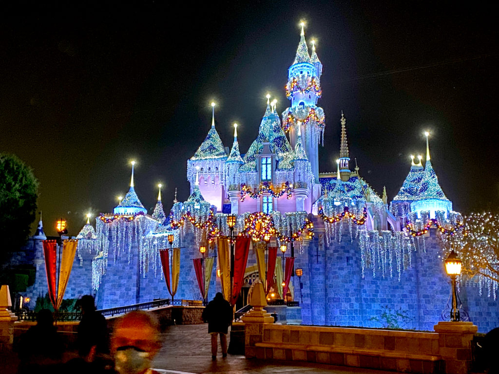 The Disneyland castle during Christmas 2022