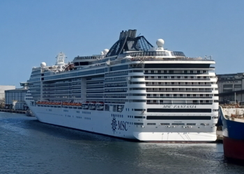 a large cruise ship in the water