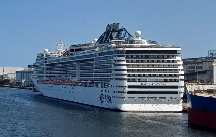 a large cruise ship in the water