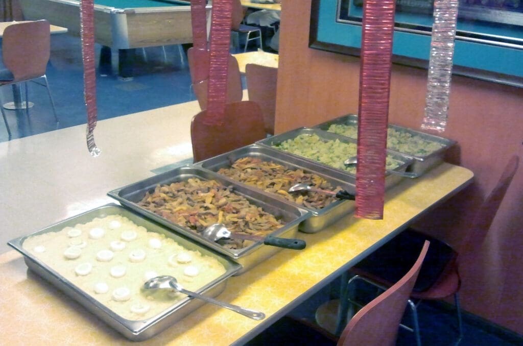 a trays of food on a table