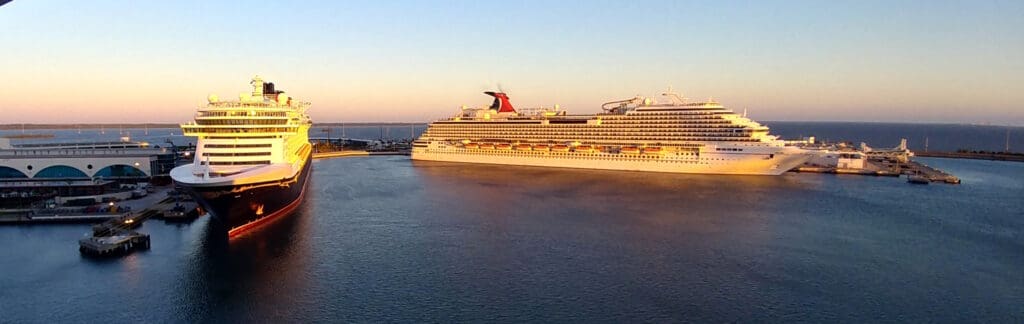 a large cruise ship in the water