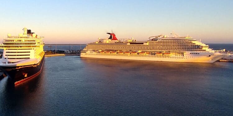 a large cruise ship in the water