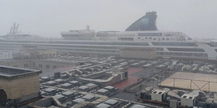 a large ship in a harbor