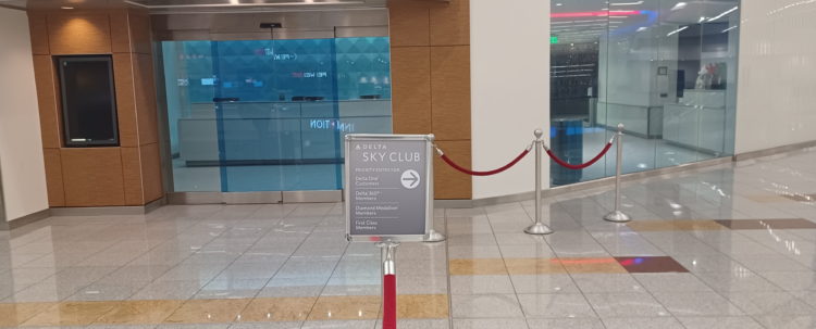 a sign in a lobby