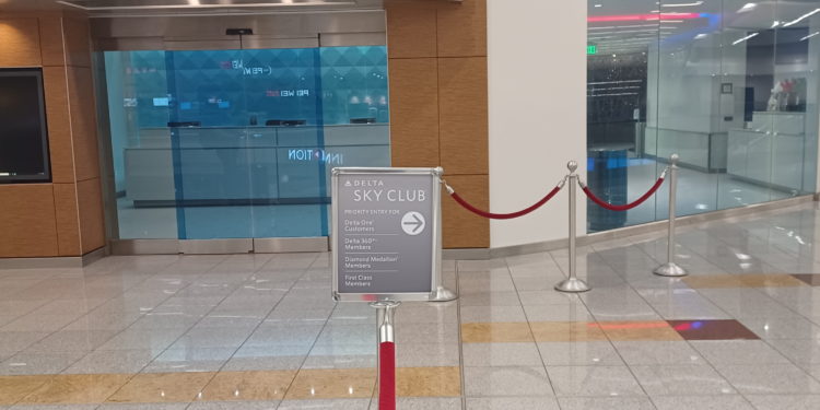a sign in a lobby