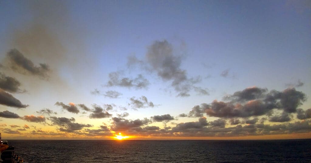 a sunset over the ocean