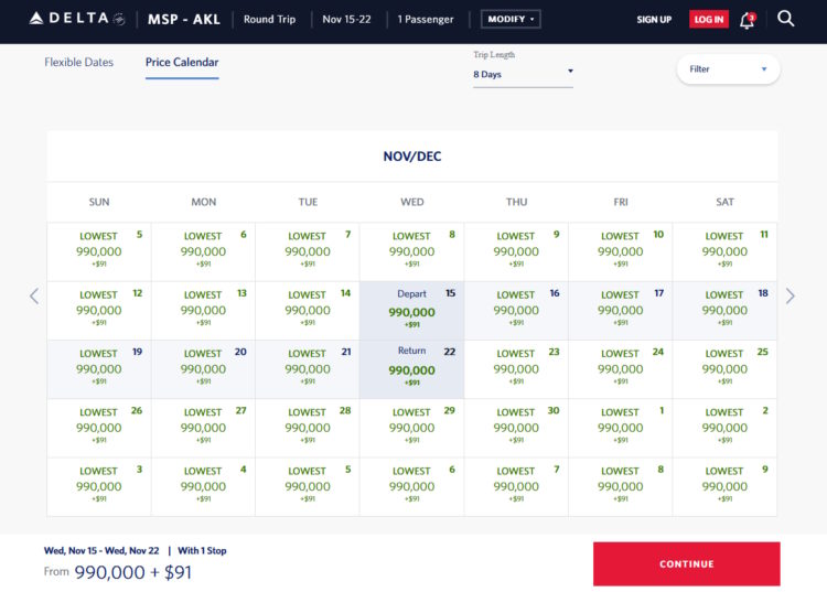 Almost One Million SkyMiles to Fly Delta One to New Zealand?