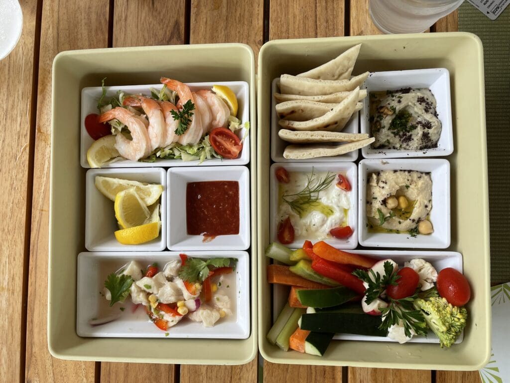 a tray of food on a table