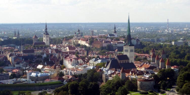 a city with many buildings and trees