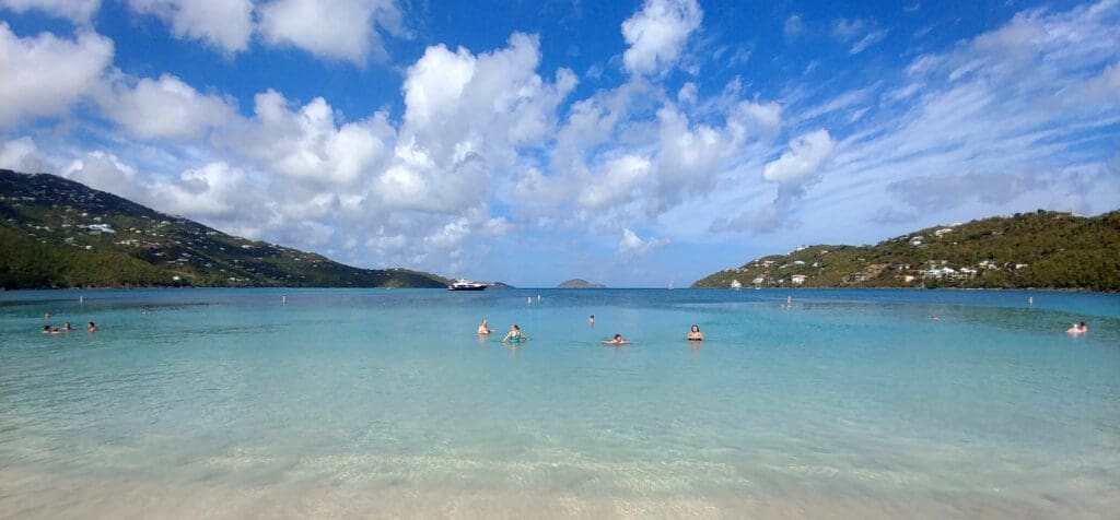 a group of people in the water