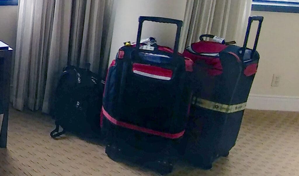 a group of luggage on the floor