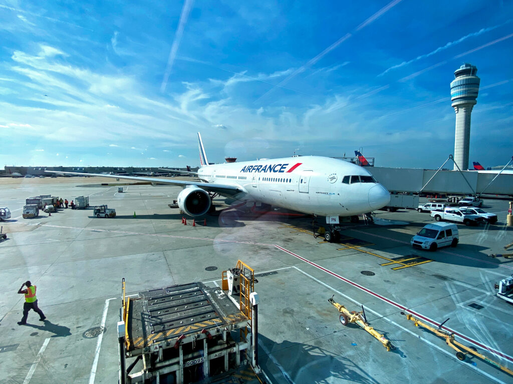 An Air France Boeing 777 is seen at Hartsfield-Jackson Atlanta International Airport (ATL).