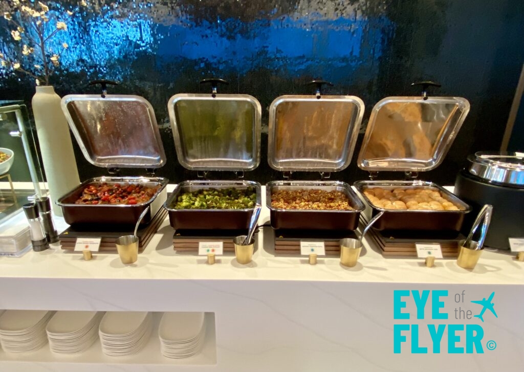 Hot food buffet inside the Delta Air Lines Sky Club: MSP G Concourse
