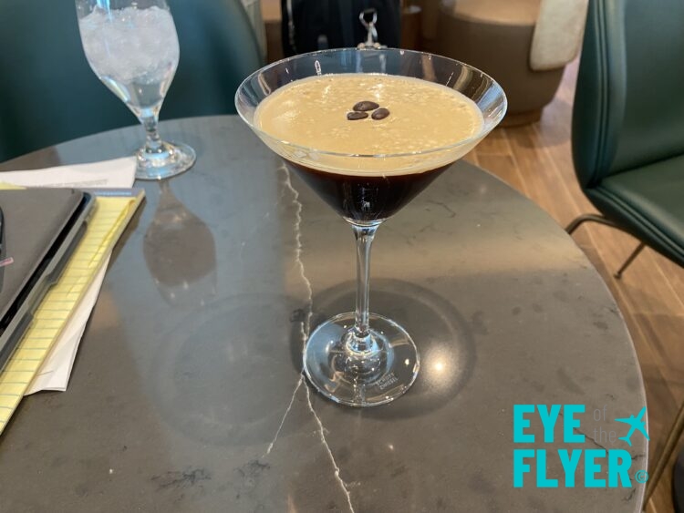 Espresso martini at the Minnneapolis-St. Paul (MSP) G18 Sky Club