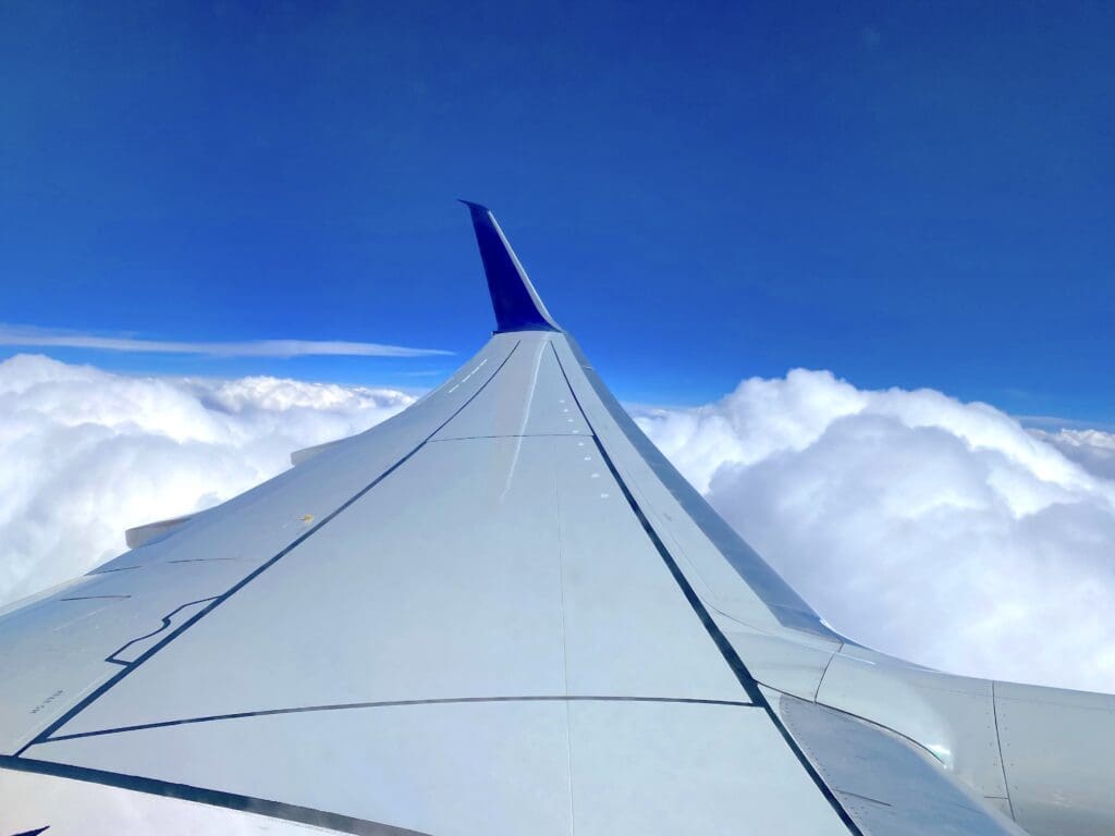 Flying high in the sky on a Delta Air Lines 737-900ER