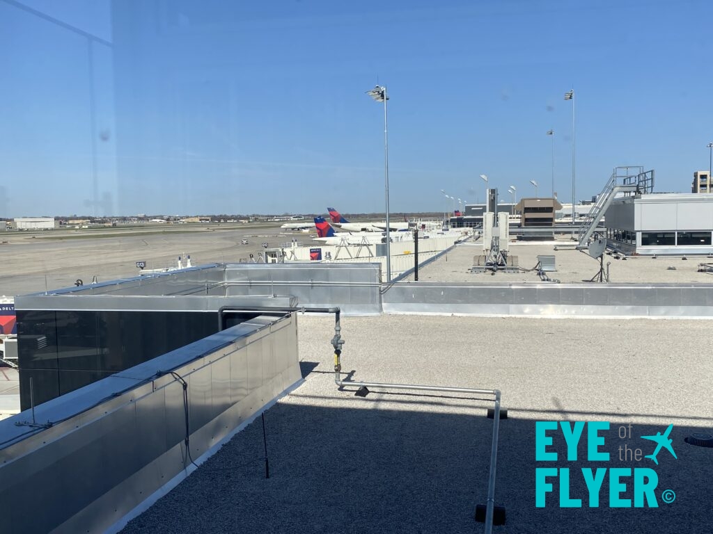 a view of an airport from a window
