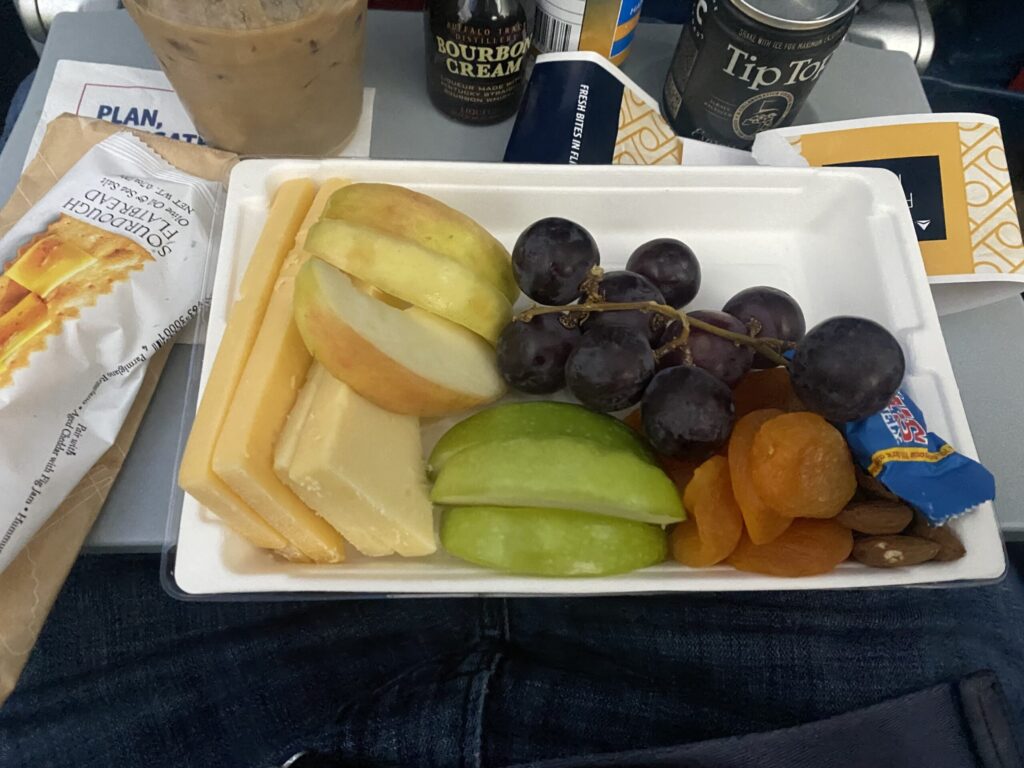 Flight Fuel (Fruit and Cheese plate) on a Delta Air Lines Flight