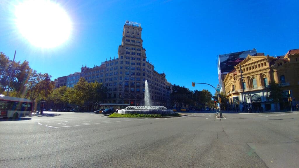 a fountain in front of a building