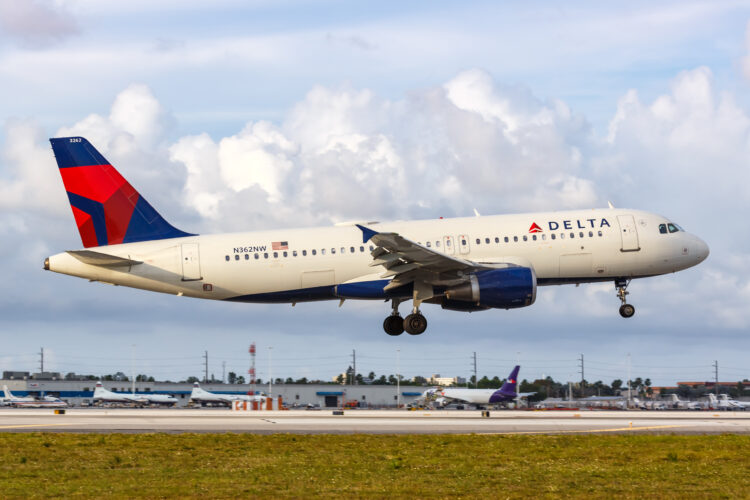 Miami, Florida - April 6, 2019: Delta Air Lines Airbus A320 airplane at Miami airport (MIA) in Florida. Airbus is a European aircraft manufacturer based in Toulouse, France. (©iStock.com/Boarding1Now)