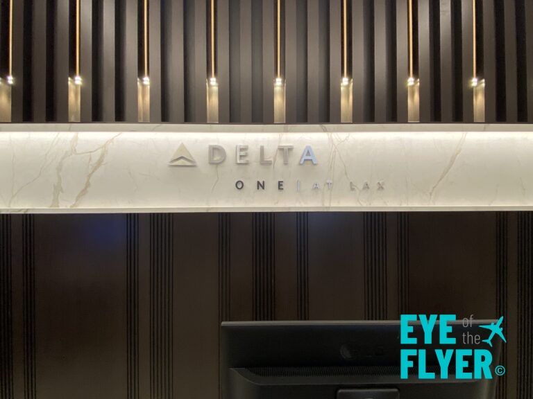 Our First Looks The Exclusive New Delta One Check In Lounge At LAX And   Delta One LAX Check In Agents Desks Wall 768x576 