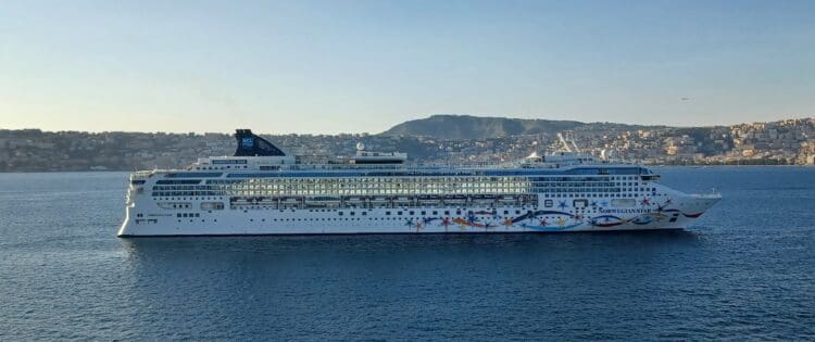 a large cruise ship in the water