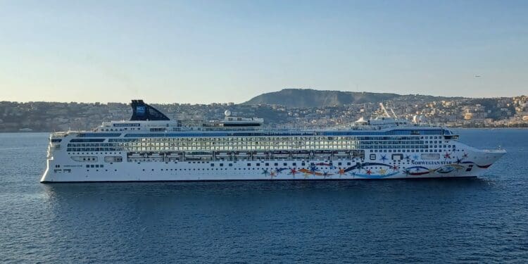 a large cruise ship in the water