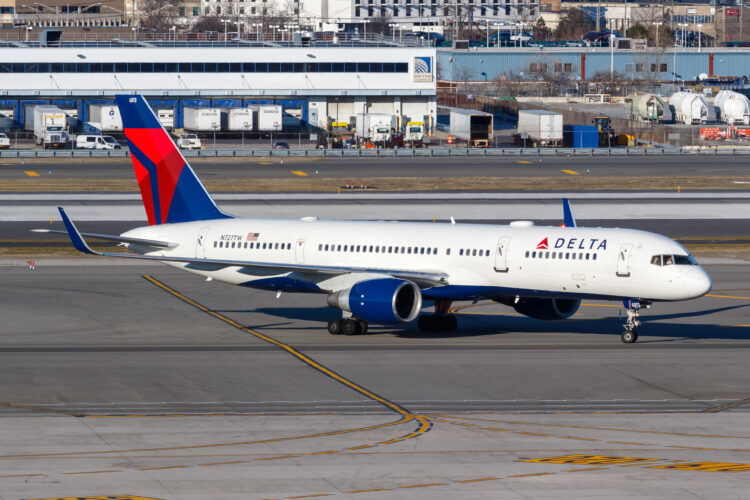 New York City, New York – March 1, 2020: Delta Air Lines Boeing 757-200 airplane at New York JFK airport (JFK) in the United States. Boeing is an American aircraft manufacturer headquartered in Chicago. (©iStock.com/Boarding1Now)