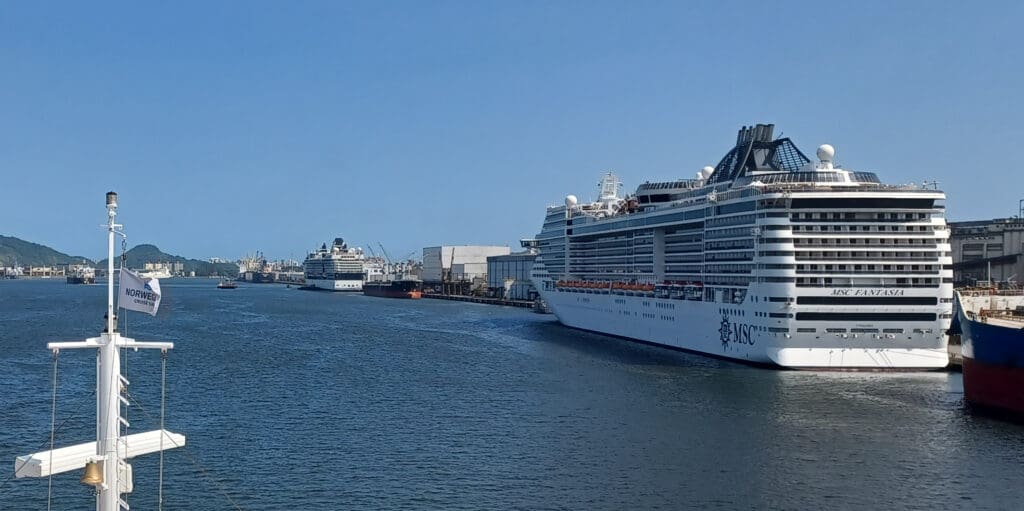 a cruise ship in a harbor