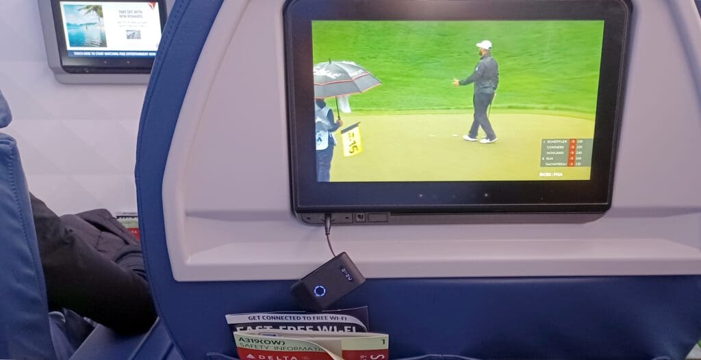 a tv on a plane