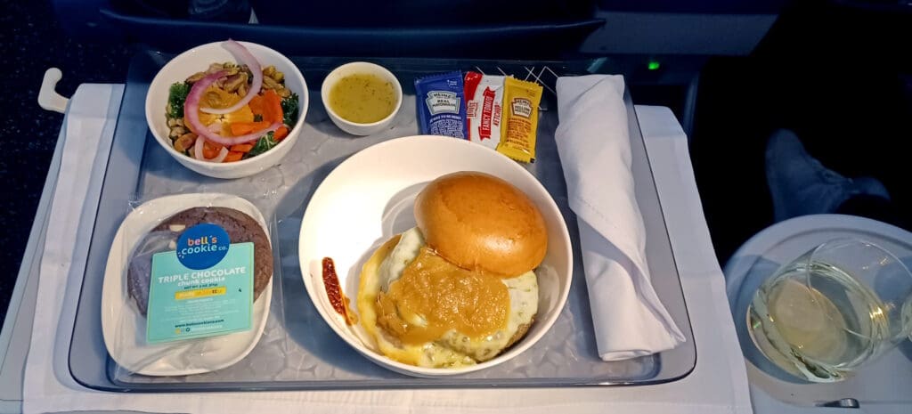 a tray with food on it