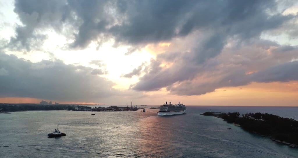 a cruise ship sailing in the water