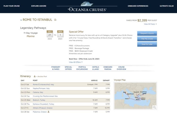 Remarkable Oceania Skymiles Auctions 11 Day Mediterranean Cruise – Possible Stunning SkyPennies Redemption Value!