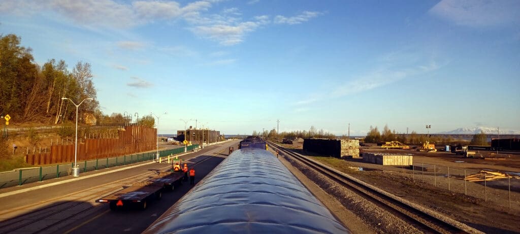 a train on the road