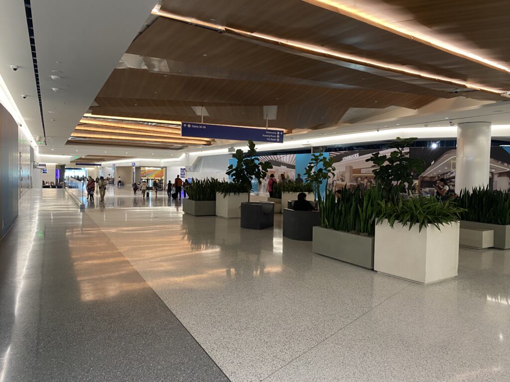 a large indoor planter in a building