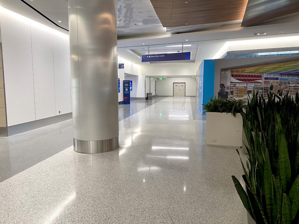 a large metal pillar in a building