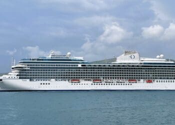 a large cruise ship in the water