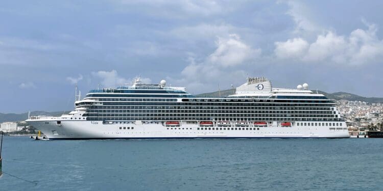 a large cruise ship in the water