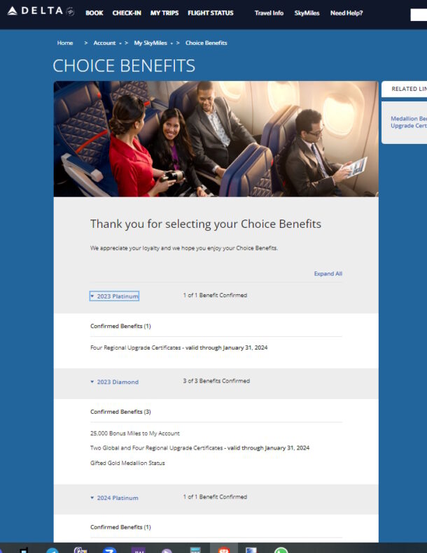 my 2023 and 2024 delta medallion choice benefits choices Eye of the Flyer