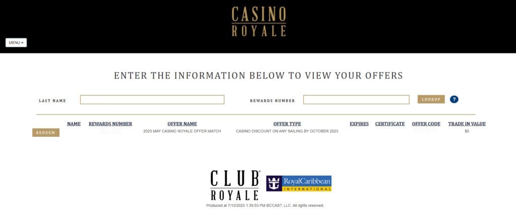 a screenshot of a casino website